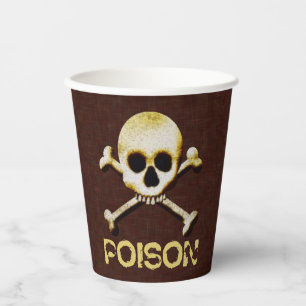 Vasos De Papel Diseño de calaveras venenosas y huesos cruzados