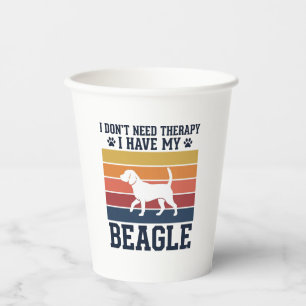 Vasos De Papel Diseño de camiseta de terapia de perro Beagle vint