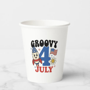 Vasos De Papel Diseño de camiseta patriótica cohete Groovy 4 de j