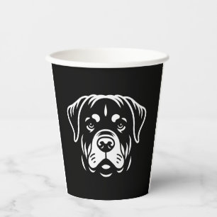 Vasos De Papel Diseño de Cara de Rottweiler Minimalista � Arte de