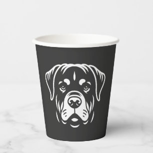 Vasos De Papel Diseño de cara de Rottweiler minimalista � Arte de