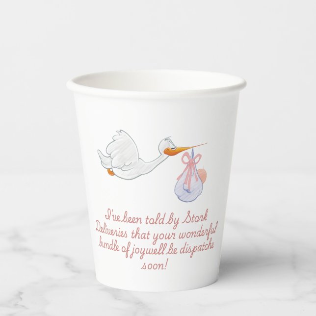 Vasos De Papel Diseño de cigüeñas divertidas para duchas infantil (Anverso)