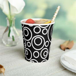 Vasos De Papel Diseño de Círculos Blancos en Negro