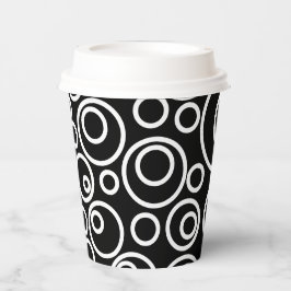 Vasos De Papel Diseño de Círculos Blancos en Negro