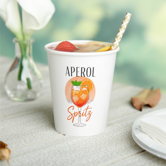 Vasos De Papel Diseño de cóctel Aperol Spritz (in situ)