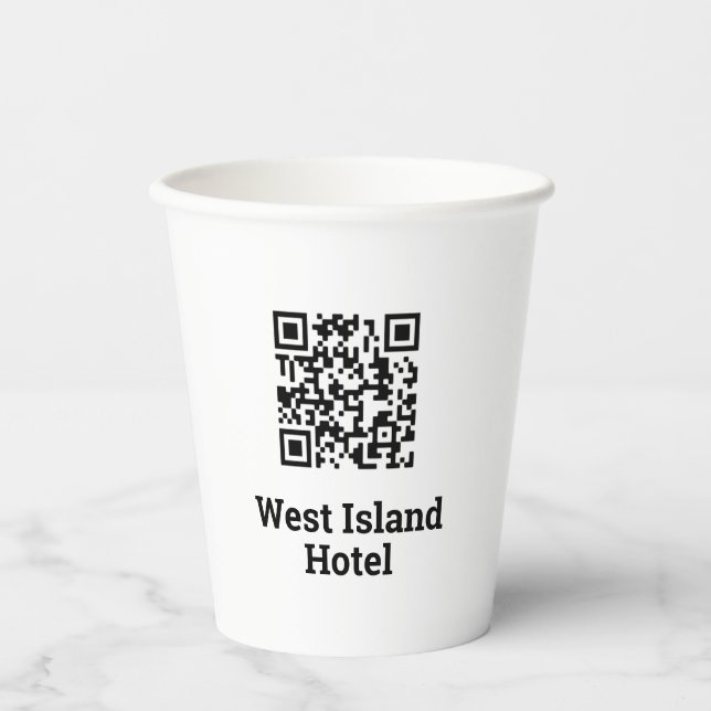 Vasos De Papel Diseño de código QR de Hotel (Anverso)