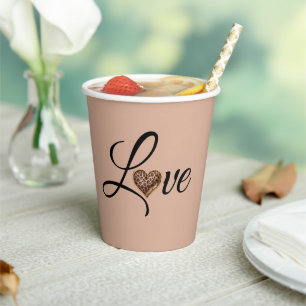 Vasos De Papel Diseño de Corazón de Leopardo Glam Love