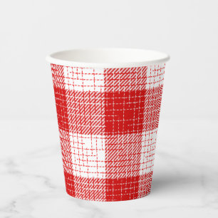 Vasos De Papel Diseño de cuadros escoceses atrevidos en rojo y bl