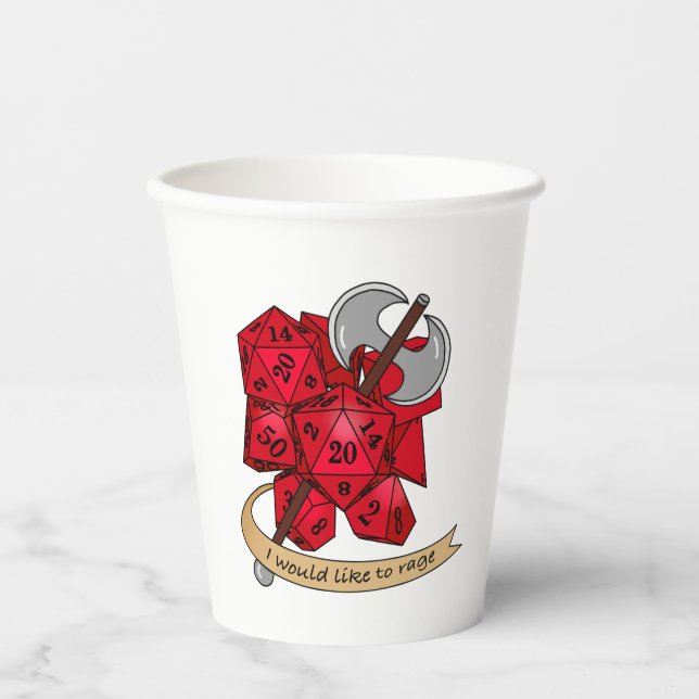 Vasos De Papel Diseño de dados bárbaros (Anverso)