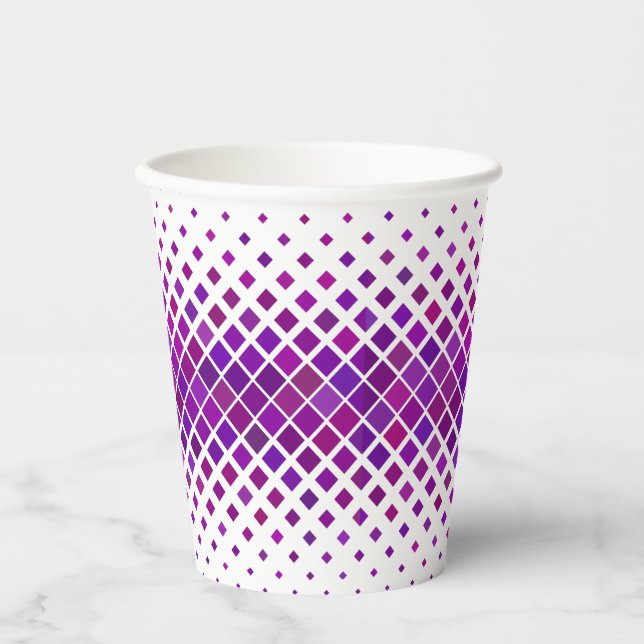 Vasos De Papel Diseño de Diamantes Magenta Púrpura (Anverso)