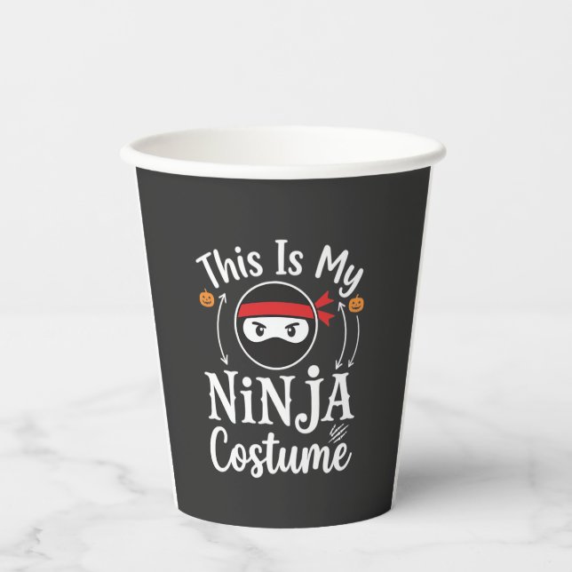 Vasos De Papel Diseño de disfraz de ninja divertido para Hallowee (Anverso)