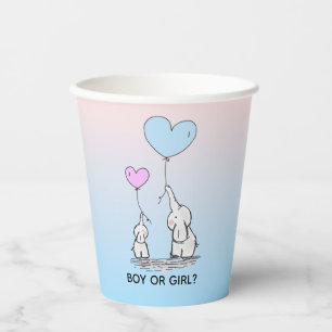 Vasos De Papel Diseño de Elephant Love Gender Revelar Cups de pap