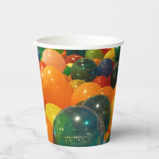 Vasos De Papel Diseño de Fiestas coloridos de globos (Anverso)