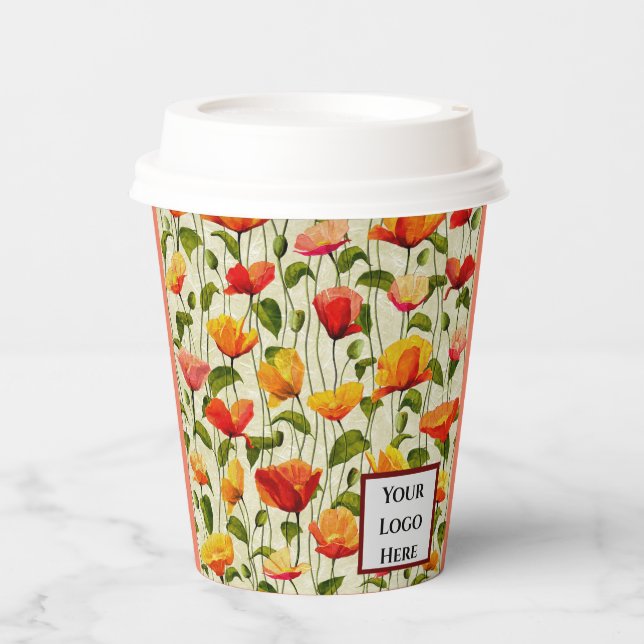 Vasos De Papel Diseño de flores (Anverso)