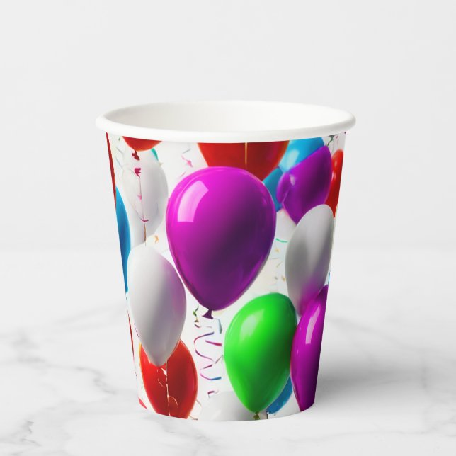 Vasos De Papel Diseño de globos de celebración colorida (Anverso)