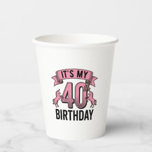 Vasos De Papel Diseño de grabado vintage de unicornio para cumple