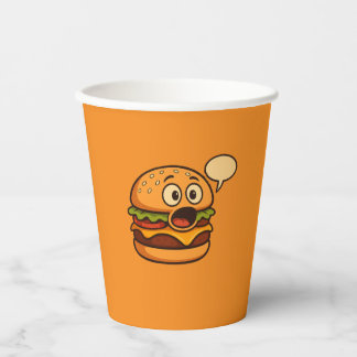 Vasos De Papel " Diseño de hamburguesa parlante linda