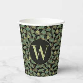 Vasos De Papel Diseño de hoja elegante inicial botánica