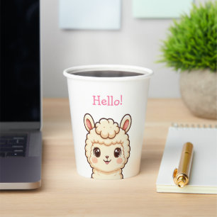 Vasos De Papel Diseño de ilustración de llama adorable