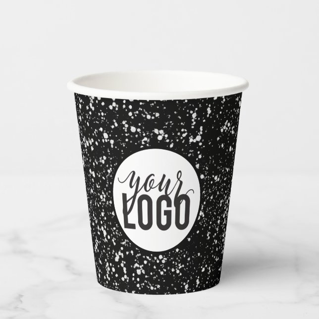 Vasos De Papel Diseño de logotipos en blanco y negro (Anverso)