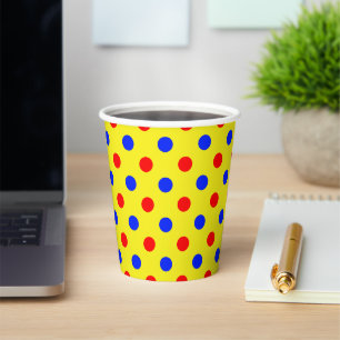 Vasos De Papel Diseño de lunares amarillos rojos y azules