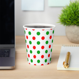 Vasos De Papel Diseño de lunares blancos rojos y verdes