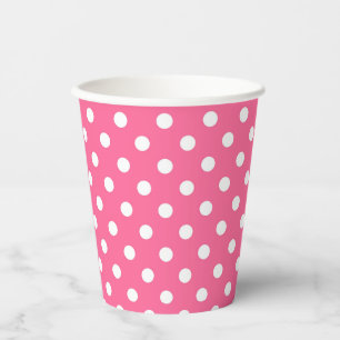 Vasos De Papel Diseño de lunares blancos rosados