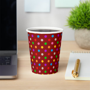 Vasos De Papel Diseño de lunares de arcoíris colorido rojo