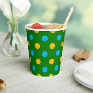 Vasos De Papel Diseño de lunares verde amarillo negro