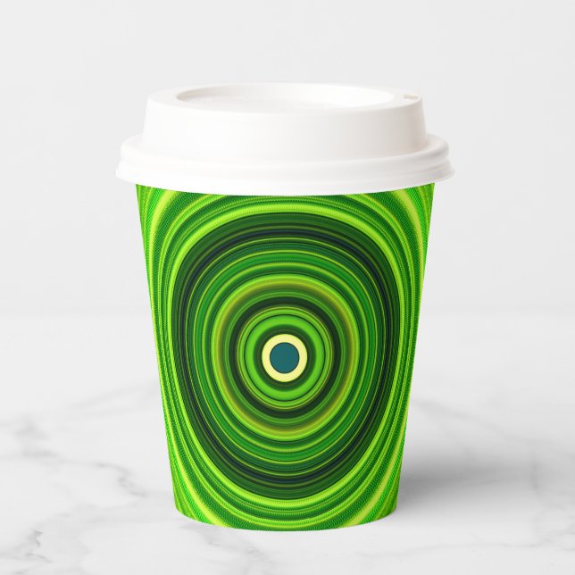 Vasos De Papel Diseño de Mandala verde geométrica (Anverso)