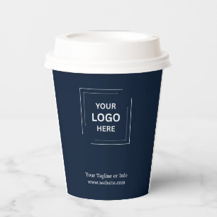 Vasos De Papel Diseño de marca de logotipo empresarial azul marin