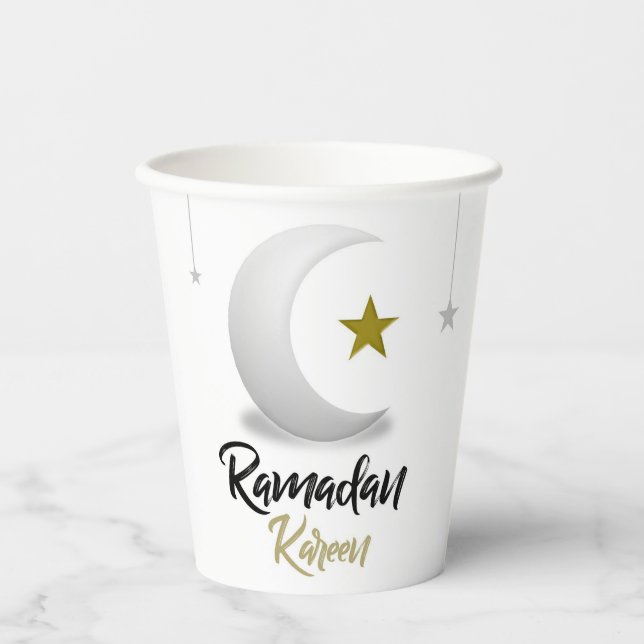 Vasos De Papel Diseño de Media Luna de Ramadan Kareem - Mubarak I (Anverso)