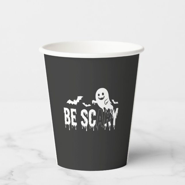 Vasos De Papel Diseño de murciélago fantasma aterrador de Hallowe (Anverso)