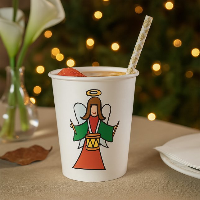 Vasos De Papel Diseño de música de vacaciones Angel Drummer para  (Subido por el creador)