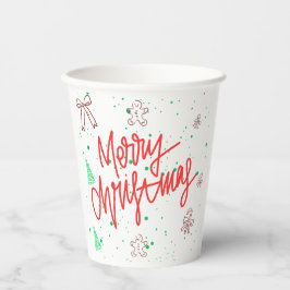 Vasos De Papel Diseño de pan de jengibre de Feliz Navidad.