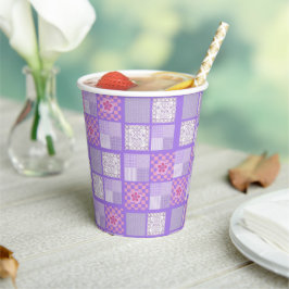 Vasos De Papel Diseño de parches rosa y púrpura
