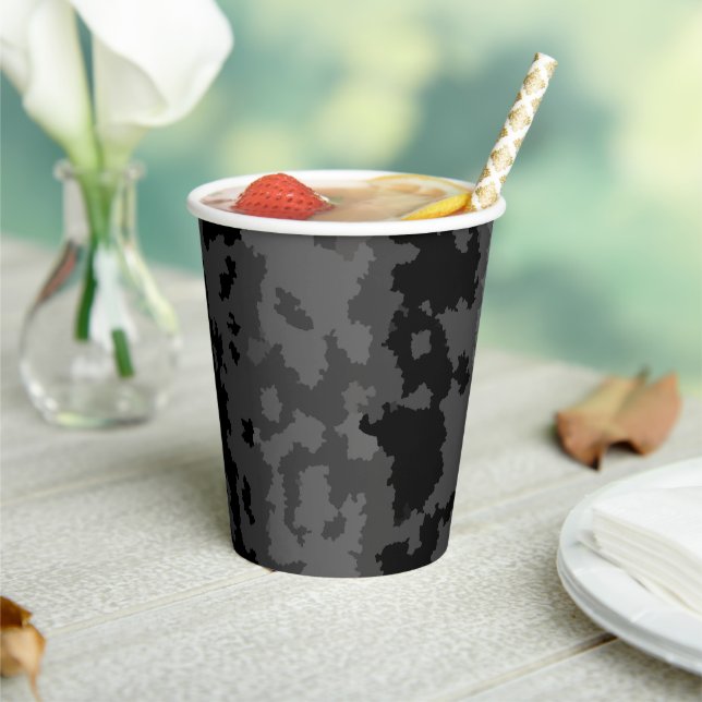 Vasos De Papel Diseño de patrón abstracto irregular gris negro (in situ)