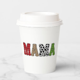 Vasos De Papel Diseño de patrón de cuadros de Mama Christmas