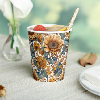 Vasos De Papel Diseño de patrón de girasoles bailarines