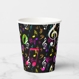 Vasos De Papel Diseño de patrón de símbolos musicales