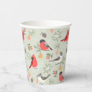 Vasos De Papel Diseño de patrones de pájaro para Navidades curado