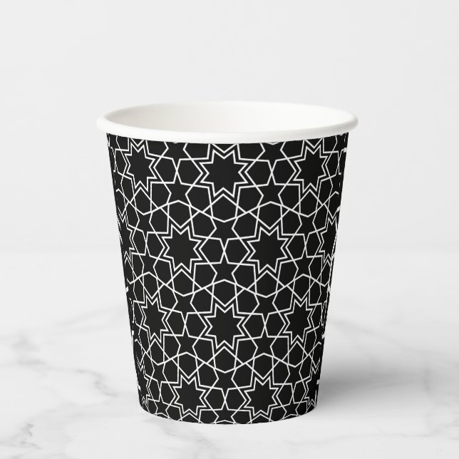 Vasos De Papel Diseño de patrones geométricos islámicos en árabe (Anverso)