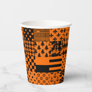 Vasos De Papel Diseño de patrones mixtos de color negro naranja