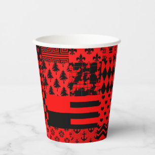 Vasos De Papel Diseño de patrones mixtos rojos negros