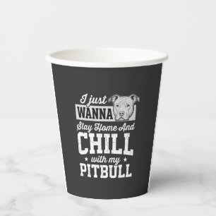 Vasos De Papel Diseño de Pitbull Quédate en Casa y Relájate