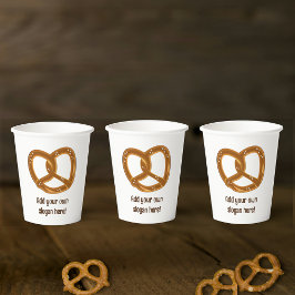 Vasos De Papel Diseño de Pretzel - Giro de pan alemán - Su texto 