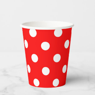 Vasos De Papel Diseño de puntos rojos de polka blanca