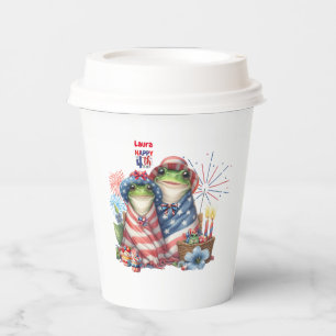 Vasos De Papel Diseño de ranas "amamantadas" el 4 de julio, Día d