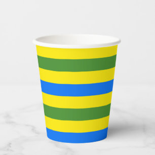 Vasos De Papel Diseño de rayas azules verdes y amarillas