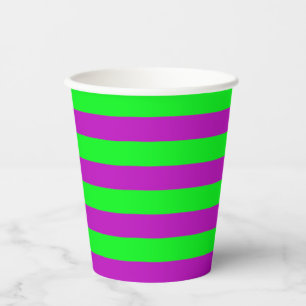 Vasos De Papel Diseño de rayas moradas y verdes